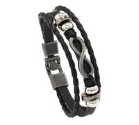 HUIANGLIYG infinity Knot Leather Bracelet for Men Three Row Braided Leather Beads Charms Bracelet with Buckle Vintage Punk Wristband Bangle Christmas Birthday Gifts for Him Black 20.5Cm