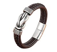 HUIANGLIYG infinity Leather Braided Bracelet for Men Classic Handmade Twist Woven Wristband with Magnetic Clasp Casual Cuff Bangle Birthday Gift From Wife To Husband Brown 23Cm