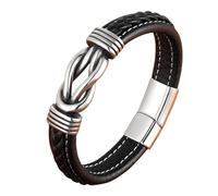 HUIANGLIYG infinity Leather Braided Bracelet for Men Classic Handmade Twist Woven Wristband with Magnetic Clasp Casual Cuff Bangle Birthday Gift From Wife To Husband Black 19Cm