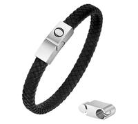 HUIANGLIYG Initial Letter Leather Bracelet For Men Women Black Alphabet Leather Bracelet With Magnetic Clasp Jewelry Gifts For Dad Husband Brother Boyfriend Son O 21 Cm