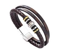 HUIANGLIYG Leather Bracelet for Men Multi Layer Handmade Braided Wristband Classic Men'S Wrap Cuff Bangle with Magnetic Clasp Father'S Day Birthday Christmas Jewelry Gifts for Him Coffee Leather Sil