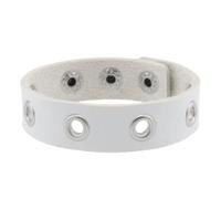 HUIANGLIYG Leather Eyelet Bracelet for Men Women Adjustable Classic Snap Button Handmade Wristband Fashion Punk Gothic Rock Bracelet Multicolor Gifts for Young Boys and Girls White