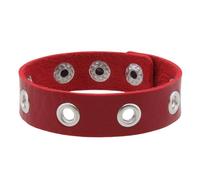 HUIANGLIYG Leather Eyelet Bracelet for Men Women Adjustable Classic Snap Button Handmade Wristband Fashion Punk Gothic Rock Bracelet Multicolor Gifts for Young Boys and Girls Red
