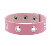 HUIANGLIYG Leather Eyelet Bracelet for Men Women Adjustable Classic Snap Button Handmade Wristband Fashion Punk Gothic Rock Bracelet Multicolor Gifts for Young Boys and Girls Pink