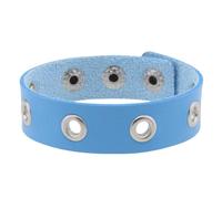 HUIANGLIYG Leather Eyelet Bracelet for Men Women Adjustable Classic Snap Button Handmade Wristband Fashion Punk Gothic Rock Bracelet Multicolor Gifts for Young Boys and Girls Light Blue