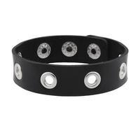 HUIANGLIYG Leather Eyelet Bracelet for Men Women Adjustable Classic Snap Button Handmade Wristband Fashion Punk Gothic Rock Bracelet Multicolor Gifts for Young Boys and Girls Black