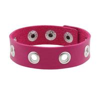 HUIANGLIYG Leather Eyelet Bracelet for Men Women Adjustable Classic Snap Button Handmade Wristband Fashion Punk Gothic Rock Bracelet Multicolor Gifts for Young Boys and Girls Rose Red