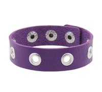 HUIANGLIYG Leather Eyelet Bracelet for Men Women Adjustable Classic Snap Button Handmade Wristband Fashion Punk Gothic Rock Bracelet Multicolor Gifts for Young Boys and Girls Purple