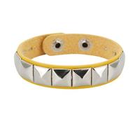 HUIANGLIYG Leather Studded Bracelet for Men Women Adjustable Classic Handmade Splicing Link Buckle Wristband Punk Rock Spikes Choker Bracelet Gifts for Teenage Girls Yellow