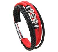 HUIANGLIYG Life Tree Leather Bracelet for Men Multi-Layer Handmade Braided Religious Cuff Bangle with Magnetic Clasp Casual Wristbands Father'S Day Birthday Jewelry Gifts for Him Black and Red 21Cm