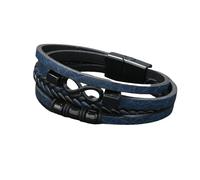 HUIANGLIYG Men infinity Bracelet Multi Layer Braided Leather infinity Knot Bracelet with Magnetic Clasp Personalized Mens Wristband Unique Handmade Jewellery Gift for Him Navy Blue 22Cm