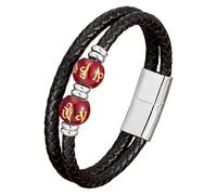 HUIANGLIYG Men’S Braided Leather Bracelet With Natural Stones Double Layer Black Leather Wristband Healing Crystal Beads Bracelet Trendy Boho Tribal Jewelry Gift White-7 19 Cm