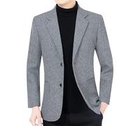 HUIANGLIYG Mens Blazer Vintage Herringbone Tweed Suit Jacket 2 Button Wool Blend Trench Coat Casual Business Notch Lapel Sport Coats for Men Wedding Prom Gray Xs