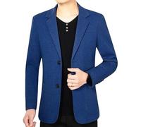 HUIANGLIYG Mens Blazer Vintage Herringbone Tweed Suit Jacket 2 Button Wool Blend Trench Coat Casual Business Notch Lapel Sport Coats for Men Wedding Prom Royal Blue XL