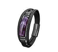 HUIANGLIYG Men'S Bracelet with Natural Stone Handmade Multi-Layer Braided Genuine Leather Bracelet Natural Crystal Stone Clasp Rope Wristband Bangle Reike Jewelry Gift for Him HerD 19Cm