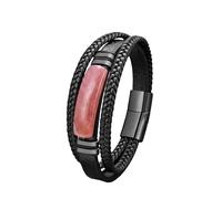 HUIANGLIYG Men'S Bracelet with Natural Stone Handmade Multi-Layer Braided Genuine Leather Bracelet Natural Crystal Stone Clasp Rope Wristband Bangle Reike Jewelry Gift for Him HerC 19Cm
