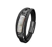 HUIANGLIYG Men'S Bracelet with Natural Stone Handmade Multi-Layer Braided Genuine Leather Bracelet Natural Crystal Stone Clasp Rope Wristband Bangle Reike Jewelry Gift for Him HerH 23Cm