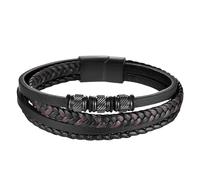 HUIANGLIYG Mens Bracelets, Black Leather Bracelet for Men Multi Strand Handmade Braided Cord Bangle with Magnetic Clasp Casual Cuff Wristband Vintage Punk Charm Jewelry Gift Idea for Him Black 19Cm