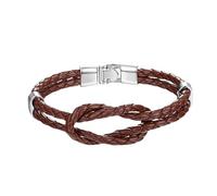 HUIANGLIYG Men'S Bracelets, Men'S Genuine Leather Bracelet with infinity Knot Classic Handmade Double Row Twist Woven Wristband Symbolic Love Wrist Bangle Gift From Wife To Husband Brown 21Cm
