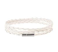 HUIANGLIYG Men'S Braided Leather Bracelet 4Mm Multi Layer Twist Woven Thin Wristband Simple Leather Rope Wrap Cuff Bracelet for Couple Men Women Friendship Jewelry Birthday Gift White