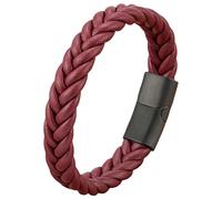 HUIANGLIYG Mens Braided Leather Bracelets With Magnetic Clasp Red Black Braided Leather Cord Rope Bracelet Wide Wristband Jewellery Gifts For Men Father'S Day Red 23 Cm