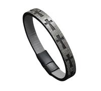 HUIANGLIYG Men'S Cross Leather Bracelet Handmade Braided Faith Bracelet with Magnetic Clasp Engraved Cross Vintage Religious Wristband Unique Gift for Fathers Brothers Gray 21Cm