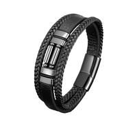 HUIANGLIYG Men'S Double Layer Braided Leather Bracelet with Natural Stones Stylish Magnetic Clasp Wristband Vintage Handmade Wrap Bracelets Jewelry for Daily Casual Wear Hematite 19Cm