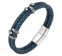 HUIANGLIYG Mens Double-Row Braided Leather Bracelets Viking Dragon Claw Cuff Bangle Bracelet Vintage Punk Magnetic Clasp Wristband For Men Boyfriend Husband Blue 20.5 Cm