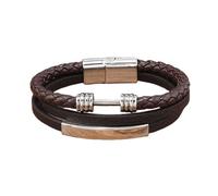 HUIANGLIYG Mens Dumbbell Leather Bracelet Multi Layer Handmade Braided Wristband with Magnetic Clasp Vintage Barbell Cuff Bangle Gift for Boys Him Jewelry Accessories Brown Leather White Buckle 20C