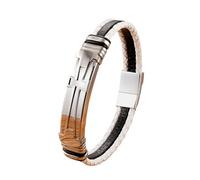 HUIANGLIYG Men'S Faith Bracelet Cross Leather Bracelet for Men Handmade Braided Cuff Bangle with Magnetic Clasp Stylish Christian Wristband Religious Jewellery Gift for Him White 19Cm