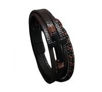 HUIANGLIYG Men'S Faith Bracelet Multi Strand Leather Braided Wristband for Men Leather Cross Bracelet Casual Daily Wear Cuff Bangle Retro Christian Religious Jewellery Dark Brown 21Cm