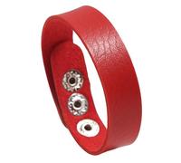HUIANGLIYG Men'S Genuine Leather Bracelet Adjustable Handmade Braided Leather Wristband with Snap Button Multicolor Casual Simple Cuff Bangle Jewelry Gift for Teenager Student Red