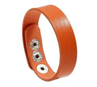 HUIANGLIYG Men'S Genuine Leather Bracelet Adjustable Handmade Braided Leather Wristband with Snap Button Multicolor Casual Simple Cuff Bangle Jewelry Gift for Teenager Student Orange