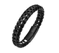 HUIANGLIYG Men'S Genuine Leather Braided Link Chain Bracelet Handmade Woven Wrap Bracelet 8.5" Classic Men Wristband Vintage Punk Cuff Bangle for Father'S Day Jewelry Birthday Gifts Black 19Cm
