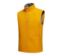 HUIANGLIYG Mens Gilet,Men'S Lightweight Softshell Vest Outerwear Zip Up Fleece Lined Windproof Sleeveless Jacket Winter Warm Stand Collar Gilet For Golf Running Hiking Yellow M