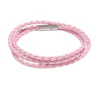 HUIANGLIYG Men'S Handwoven Braided Leather Wrap Bracelet Boho Multilayer Leather Wrap Cuff Bracelet For Women Men Minimalist Stackable Bangle Western Outfit Pink 60 Cm