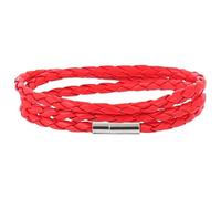 HUIANGLIYG Men'S Handwoven Braided Leather Wrap Bracelet Boho Multilayer Leather Wrap Cuff Bracelet For Women Men Minimalist Stackable Bangle Western Outfit Red 60 Cm