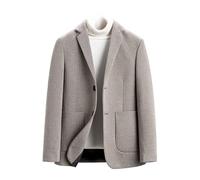 HUIANGLIYG Men's Herringbone Tweed Blazer Vintage Wool Tweed Suit Jacket Classic Fit Two Buttons Sports Coat with Pockets Smart Casual Blazer Jacket for Autumn Winter Khaki XL