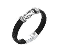 HUIANGLIYG Men'S infinity Bracelet Handmade Braided Leather infinity Knot Bracelets with Magnetic Clasp Personalized Mens Wristband Gifts for Dad Husband Son Grandson Black Silver Clasp 20.5Cm