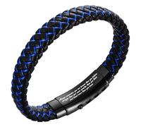 HUIANGLIYG Men'S Inspirational Mantra Engarved Handmade Braided Leather Bracelet With Magnetic Clasp Adjustable Cuff Bangle Bracelet Encouragement Motivational Gift For Men Always 23 Cm