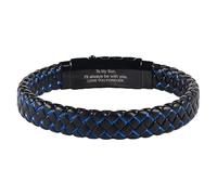 HUIANGLIYG Men'S Inspirational Mantra Engarved Handmade Braided Leather Bracelet With Magnetic Clasp Adjustable Cuff Bangle Bracelet Encouragement Motivational Gift For Men Son 21 Cm