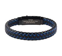 HUIANGLIYG Men'S Inspirational Mantra Engarved Handmade Braided Leather Bracelet With Magnetic Clasp Adjustable Cuff Bangle Bracelet Encouragement Motivational Gift For Men Love 23 Cm