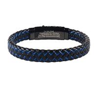 HUIANGLIYG Men'S Inspirational Mantra Engarved Handmade Braided Leather Bracelet With Magnetic Clasp Adjustable Cuff Bangle Bracelet Encouragement Motivational Gift For Men Dad 21 Cm