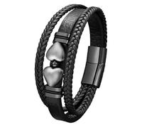 HUIANGLIYG Mens Leather Beads Bracelets Natural Tiger Eye Stone/Black Obsidian Heart Multilayer Braided Leather Cuff Bracelets Protection Jewelry Gifts For Him Her Color-E 19 Cm