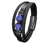 HUIANGLIYG Mens Leather Beads Bracelets Natural Tiger Eye Stone/Black Obsidian Heart Multilayer Braided Leather Cuff Bracelets Protection Jewelry Gifts For Him Her Color-H 19 Cm