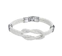 HUIANGLIYG Mens Leather Bracelet, Men'S Genuine Leather Bracelet with infinity Knot Classic Handmade Double Row Twist Woven Wristband Symbolic Love Wrist Bangle Gift From Wife To Husband White 21Cm