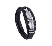 HUIANGLIYG Mens Leather Bracelet Natural Stone Protection Multilayer Braided Wristband Bangle Rope Braided Cuff Bracelets Vintage Punk Jewelry Gifts For Men Women White Quartz 21 Cm
