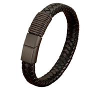 HUIANGLIYG Mens Leather Bracelet Wire Wrap Braided Cowhide Rope Vintage Style Handmade Braided Leather Bracelet For Christmas Father'S Day Valentine'S Day Birthday Black 19 Cm