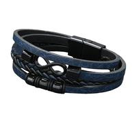 HUIANGLIYG Men'S Leather Infinity Bracelet Multilayer Braided Leather Wristband With Magnetic Clasp Punk Number 8 Cuff Bangle Bracelets Gifts For Men Women Navy Blue 21 Cm
