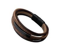 HUIANGLIYG Men'S Leather Wristband Multi-Layer Braided Wrap Bracelet with Magnetic Clasp Stylish Casual Jewellery Gift for Him, Thoughtful Gift for Dad Husband Son Brown 21Cm